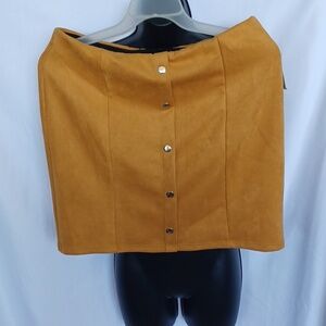 Must Have Faux Suede mustard pull on mini skirt